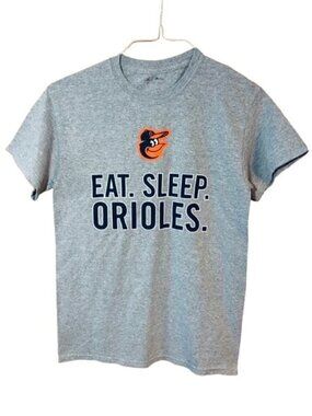 Eat Sleep Orioles Baltimore Tshirt Gray Size S